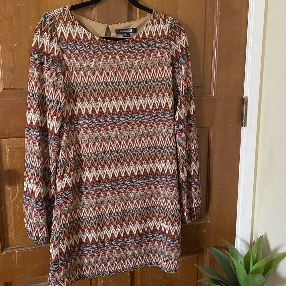 F21 Chevron long sleeve boho dress